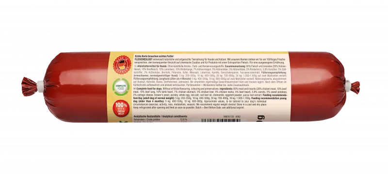 Farmer Menü Huhn, Rind und Lamm mit Süßkartoffel und Hüttenkäse 400g